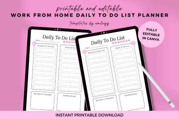 Download Minimalist Pink Work from Home Planner - Home Collection